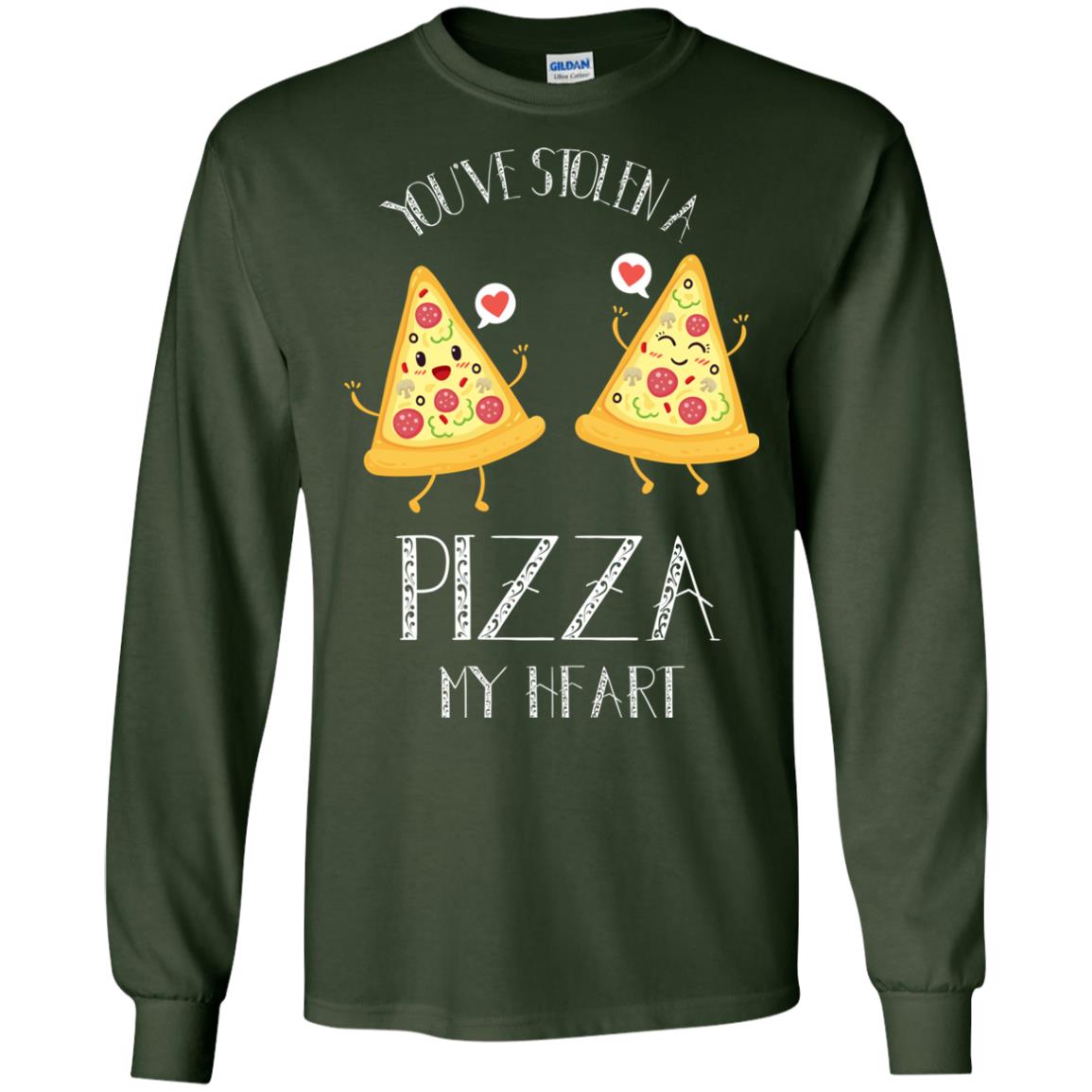 Pizza Lover T-shirt You've Stolen A Pizza My Heart Forest Green