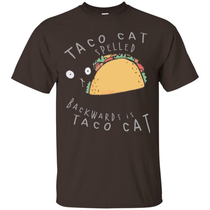 Cat Lovers T-shirt Taco Cat Spelled Backward Is Taco Cat Dark Chocolate