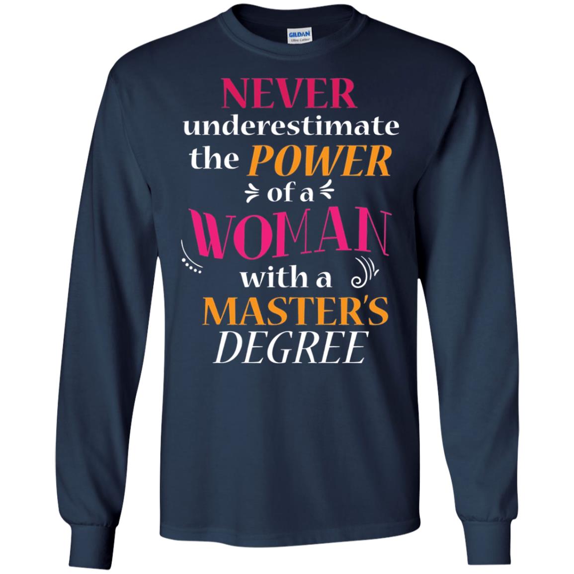 Funny Masters Degree T-shirt Never Underestimate The Power Navy