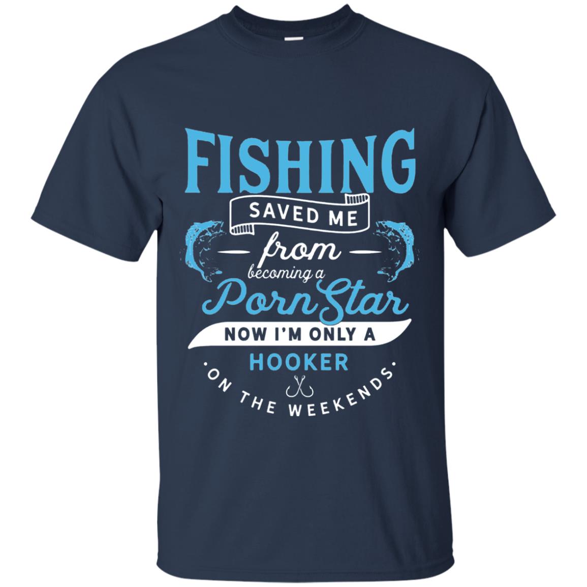 Funny Fishing Tshirts Im Only A Hooker On The Weekends Navy