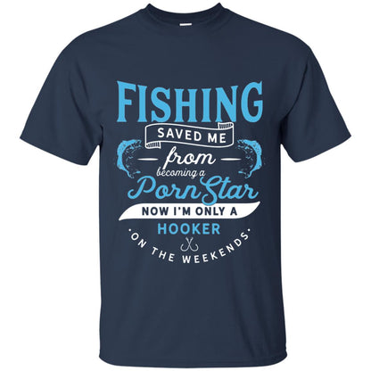 Funny Fishing Tshirts Im Only A Hooker On The Weekends Navy