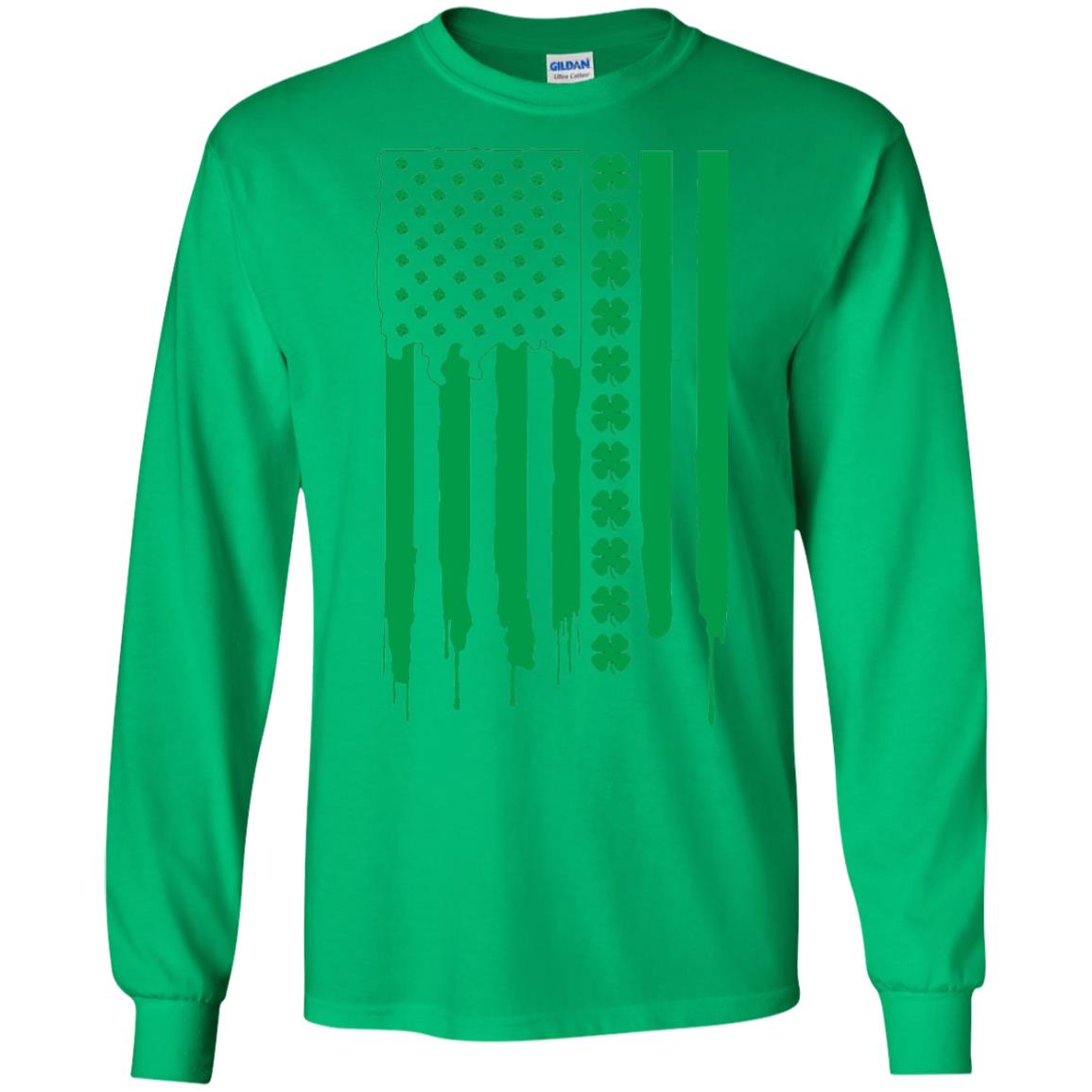 Irish American Flag St Patrick_s Day T-shirt Irish Green
