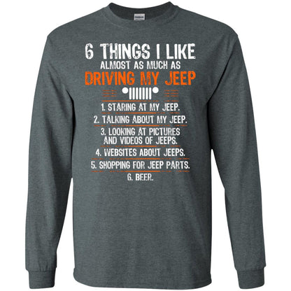 Funny Off Road Driving T-shirt 6 Things I Like Almost As Much As Dark Heather