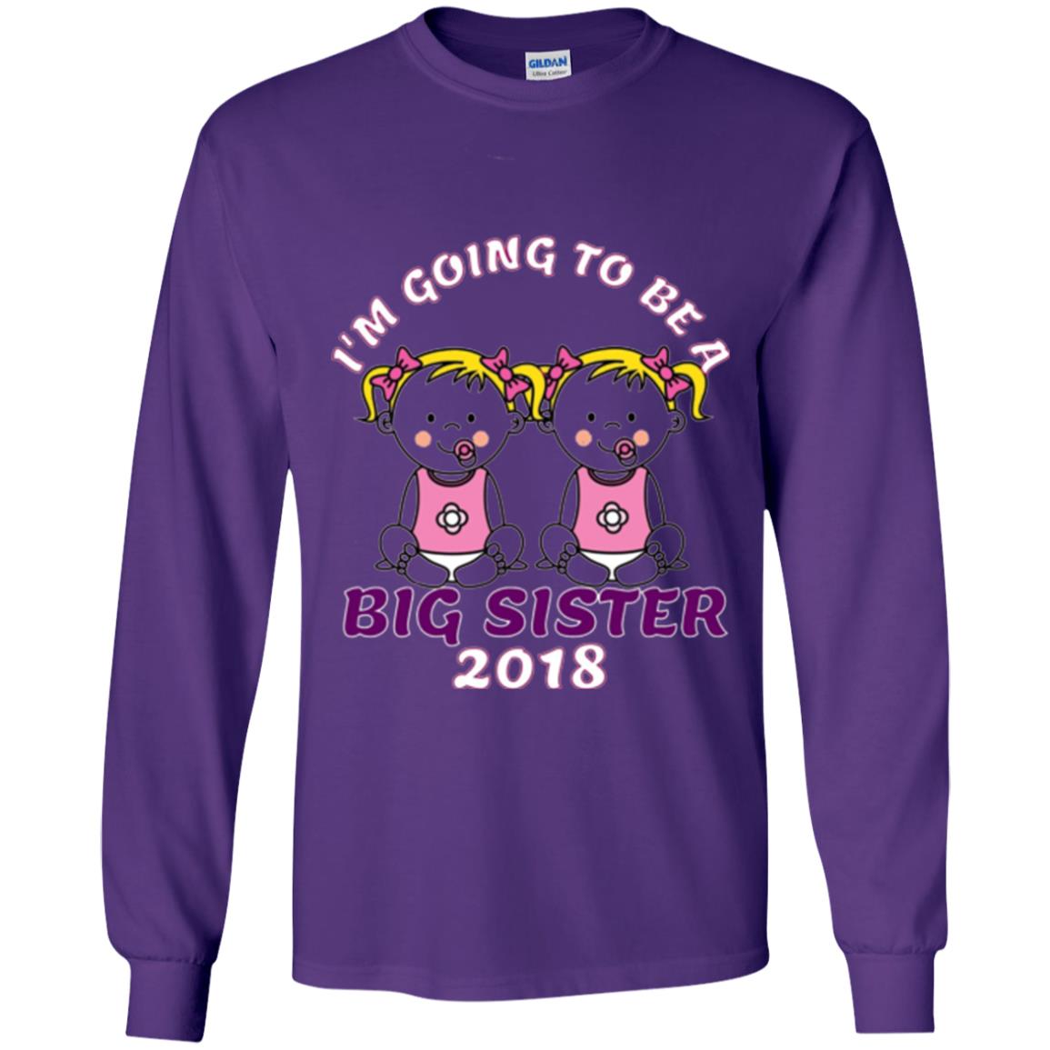 Family T-shirt I_m Going To Be A Big Sister Of Twins 2018 Purple