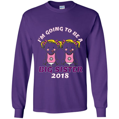 Family T-shirt I_m Going To Be A Big Sister Of Twins 2018 Purple