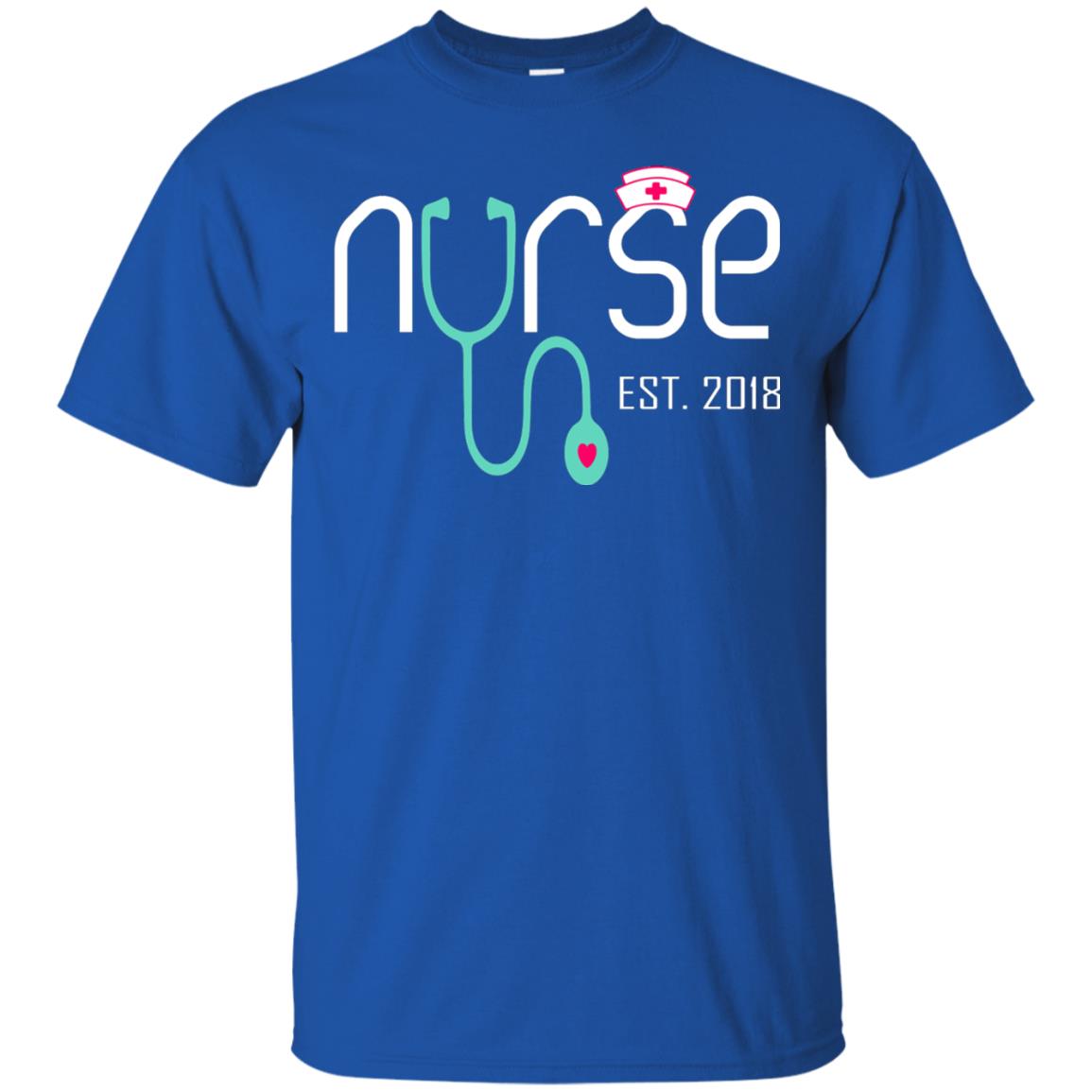New Nurse Est 2018 T-shirt Nursing School Graduation Royal