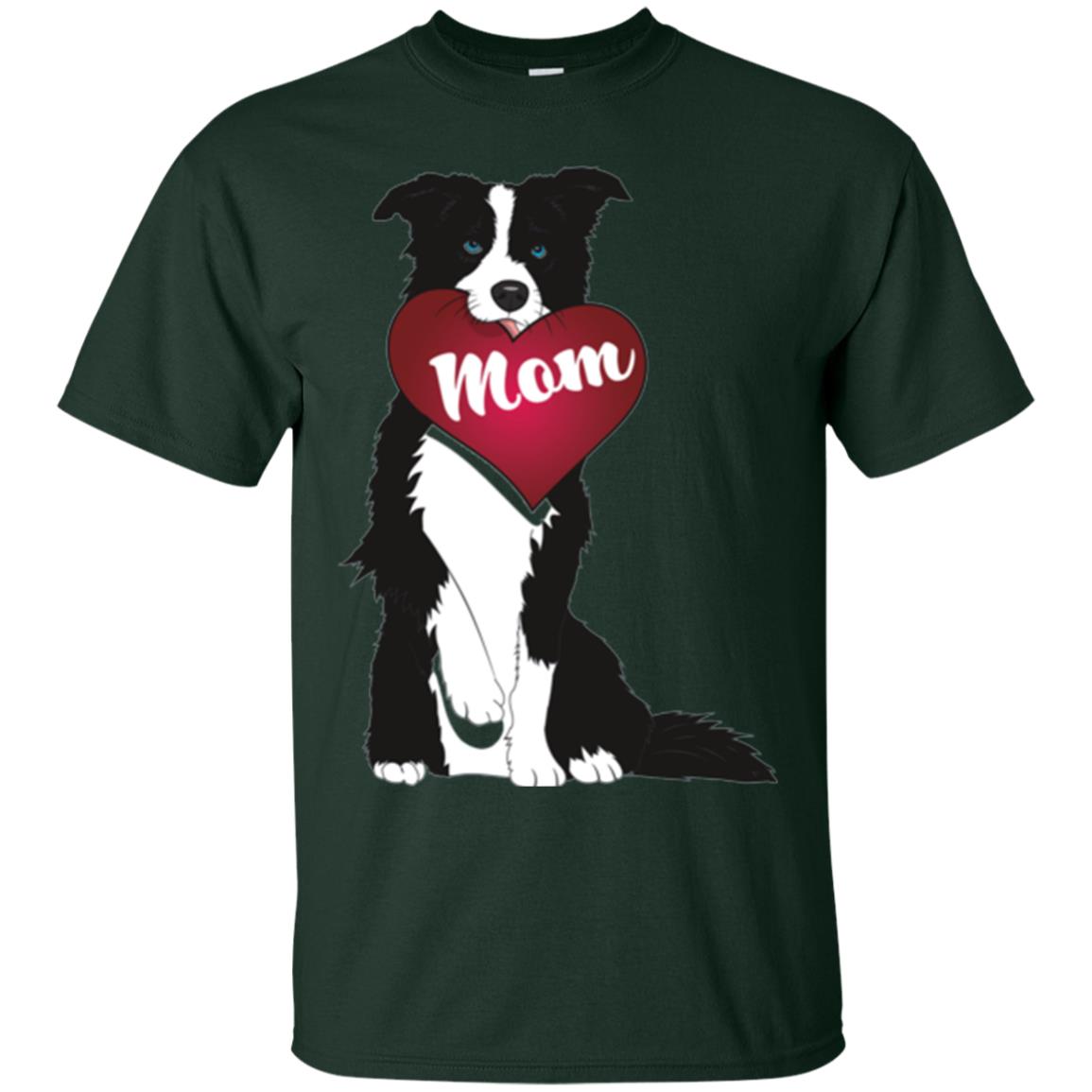 Dog Lover T-sshirt Border Collie Fetching Valentine Heart Forest Green