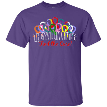 They All Matter Flag Of Find The Cure Cancer Awareness Shirt Purple