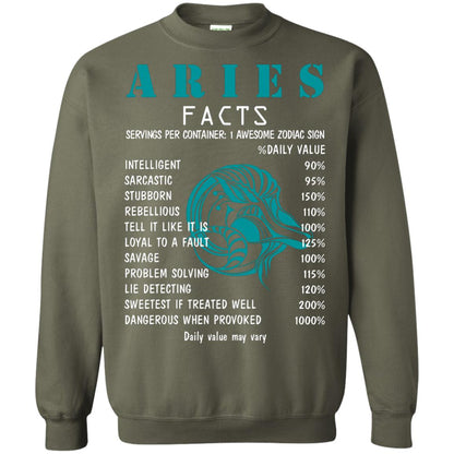 Aries Facts 1 Awesome Zodiac Sign Gift Shirt For Aries Horoscope Military Green
