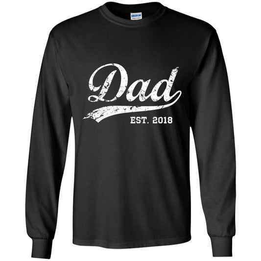 Dad Est. 2018 Vintage New Dad Daddy T-shirt Black