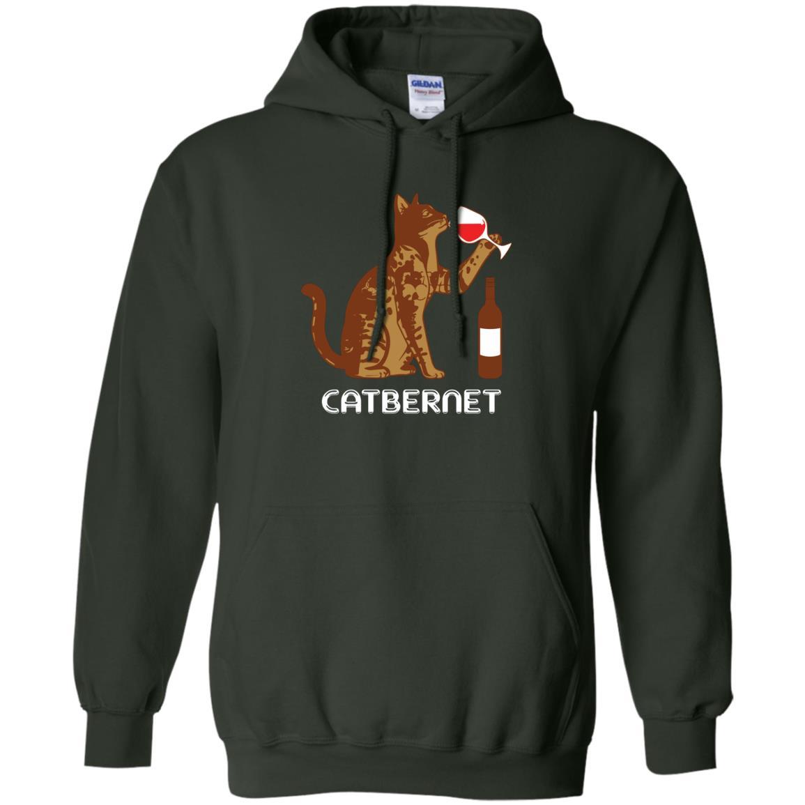 Cat Lovers T-shirt Catbernet Cat Wine Forest Green