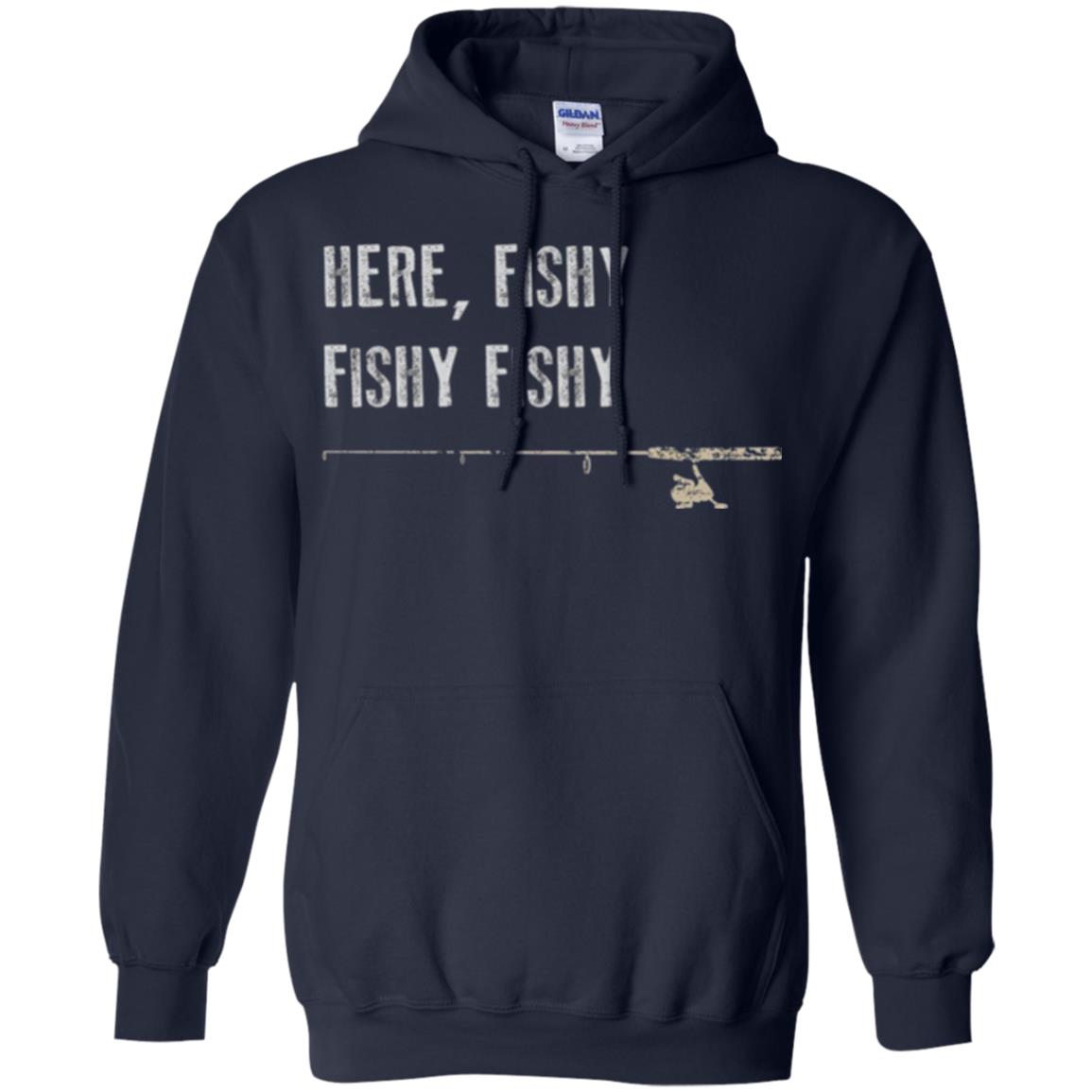 Fishing Lover T-shirt Here Fishy Fishy Navy