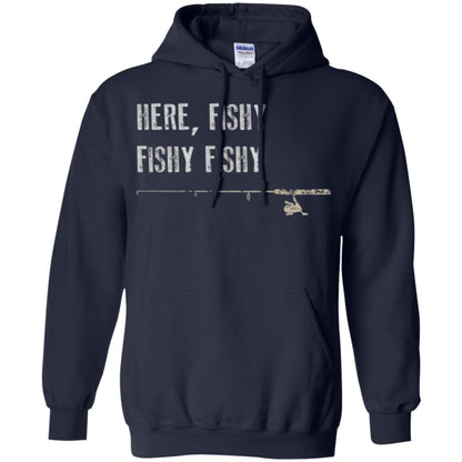 Fishing Lover T-shirt Here Fishy Fishy Navy
