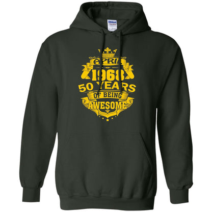 50th Birthday T-shirt April 1968 50 Years Of Being Awesome Forest Green