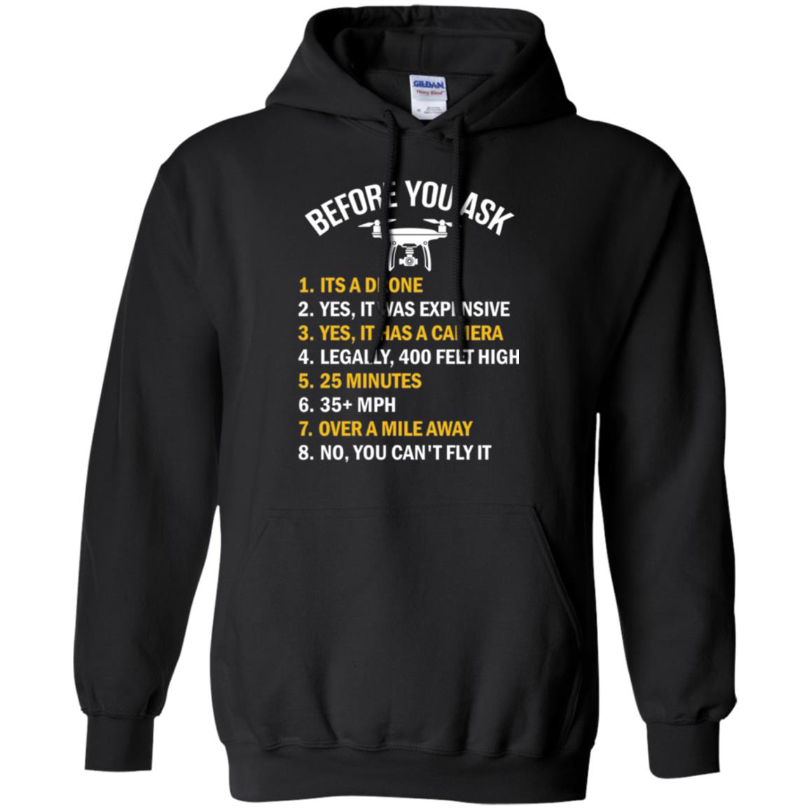 Before You Ask Funny Drone T-shirt You Can_t Fly It Black