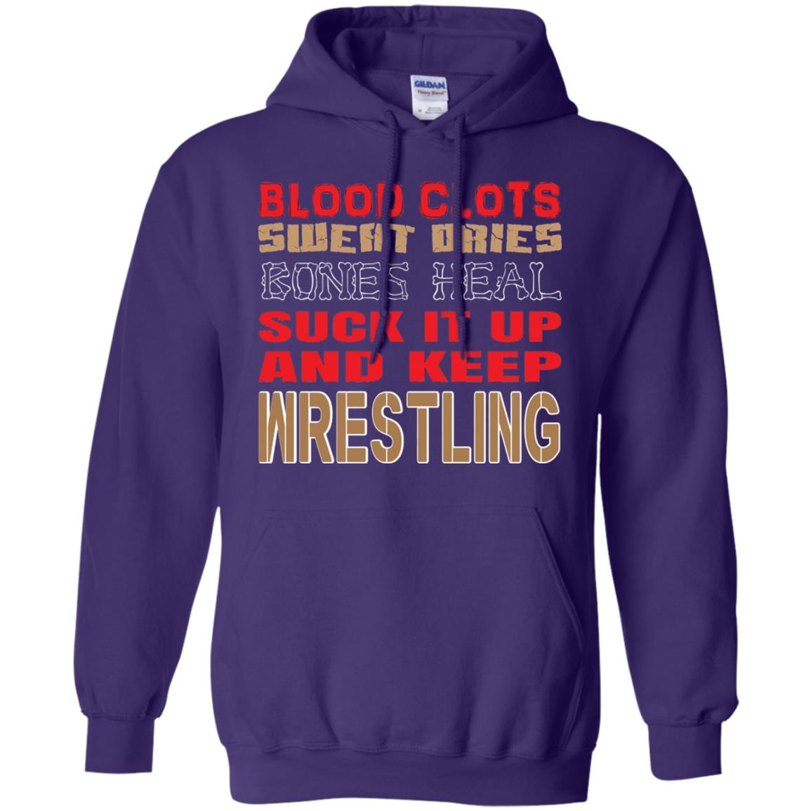 Wrestling T-shirt Blood Clots Sweat Dries Bones Heel Purple