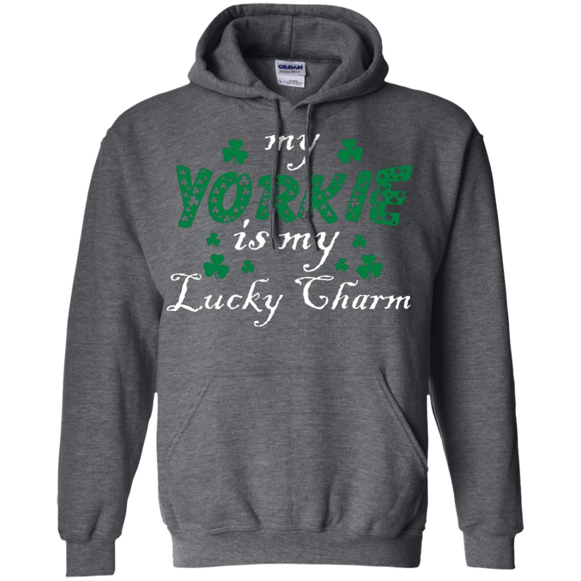 My Yorkie Is My Lucky Charm Saint Patrick's Day Shirt For Yorkie Lover Dark Heather