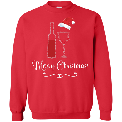 Christmas T-shirt Merry Christmas With Wine Botle And Glass Wine Red