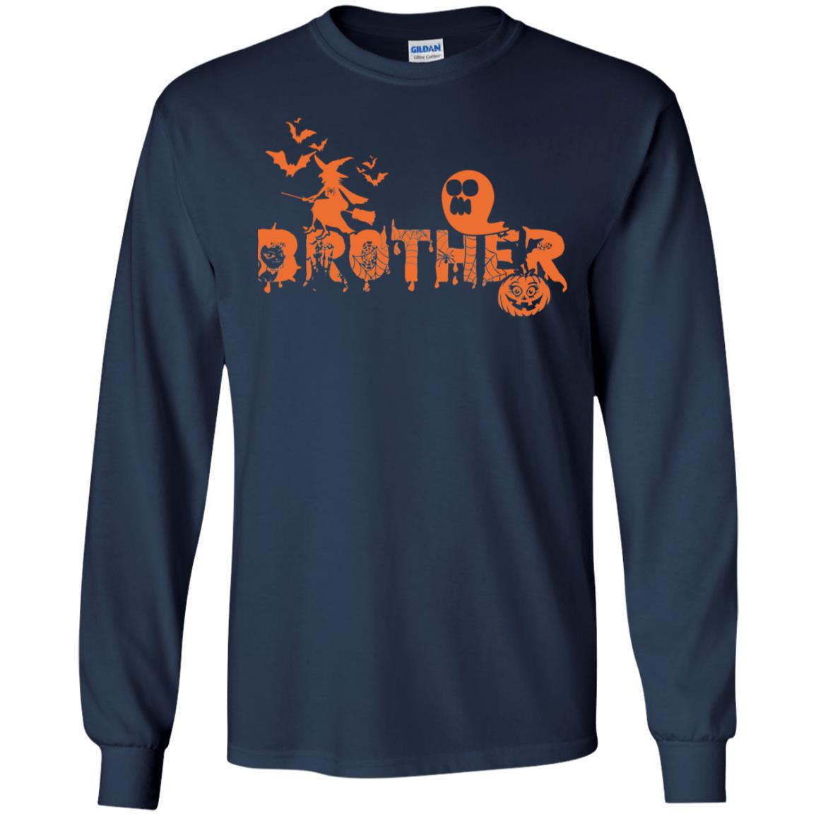 Halloween Pumpkin Brother Family Shirt Navy