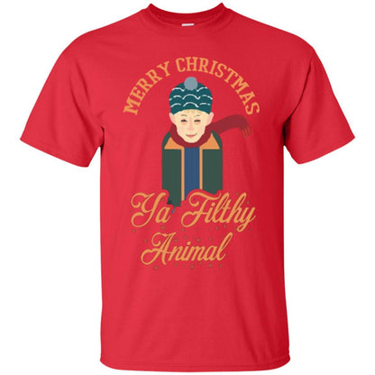 Christmas T-shirt Merry Christmas Ya Filthy Animal Red