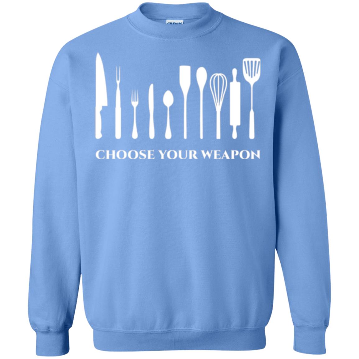 Chef Kitchen Cutlery T-shirt Choose Your Weapon Carolina Blue