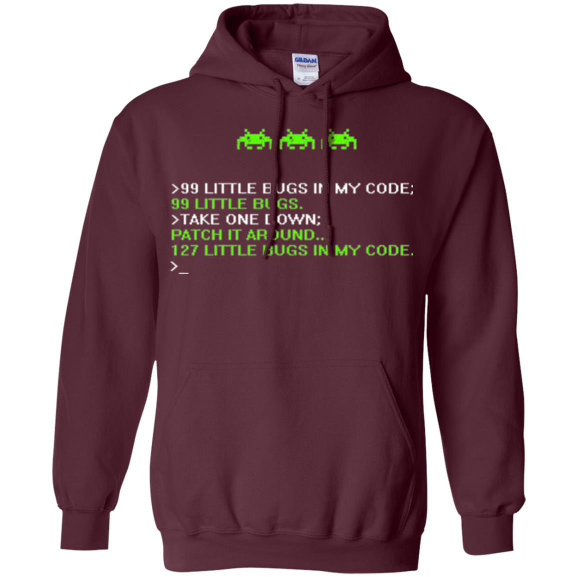 Programmer T-shirt 99 Little Bugs In My Code Maroon