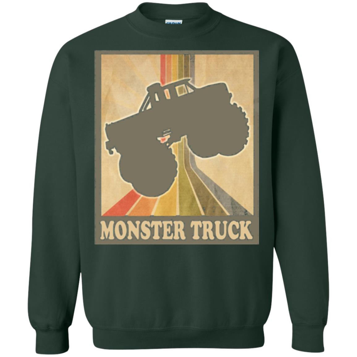 Vintage Big Size Truck Tee Retro Monster Truck T Shirt Forest Green