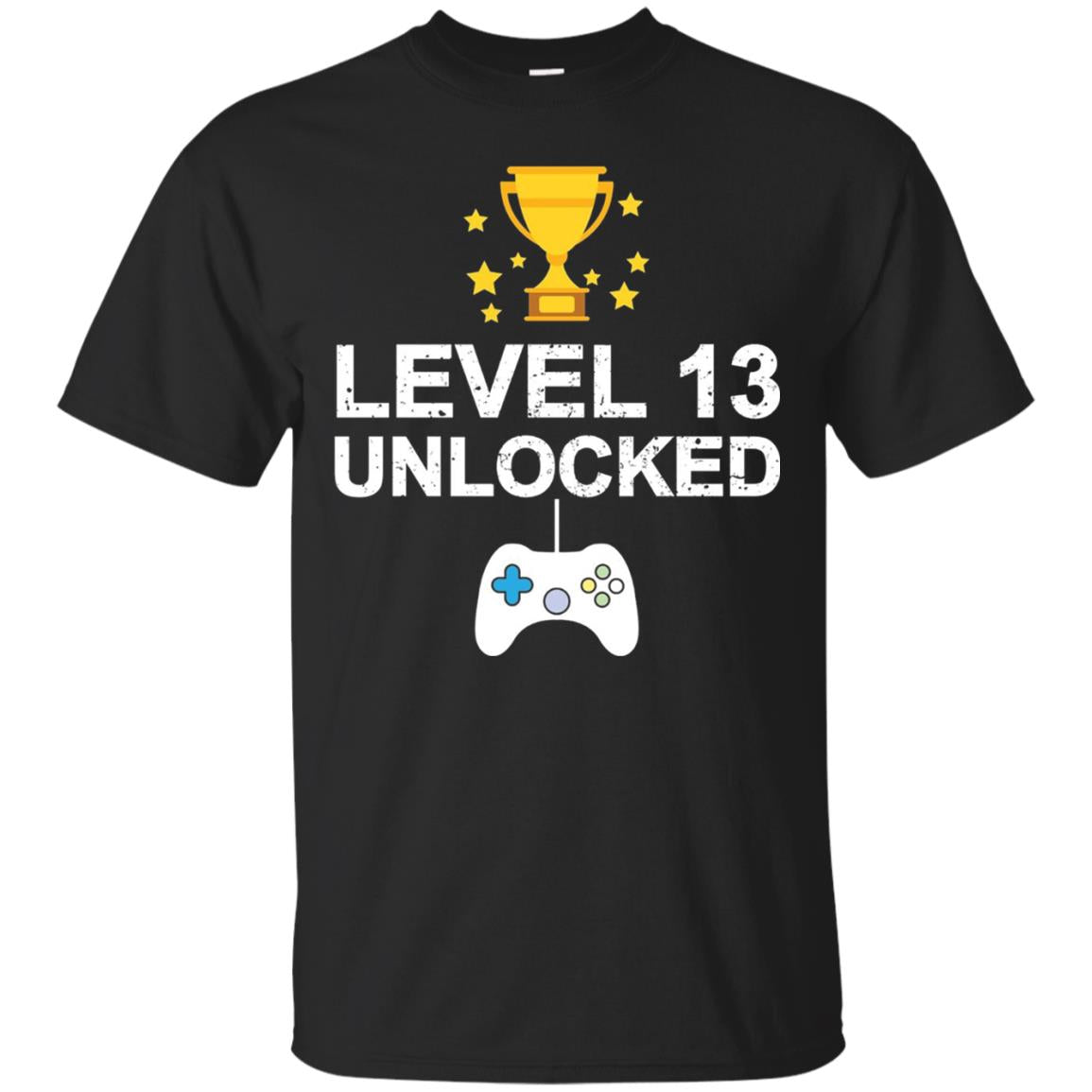 Level 13 Unlocked Funny 13th Birthday T-shirt Black