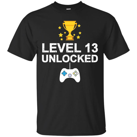 Level 13 Unlocked Funny 13th Birthday T-shirt Black