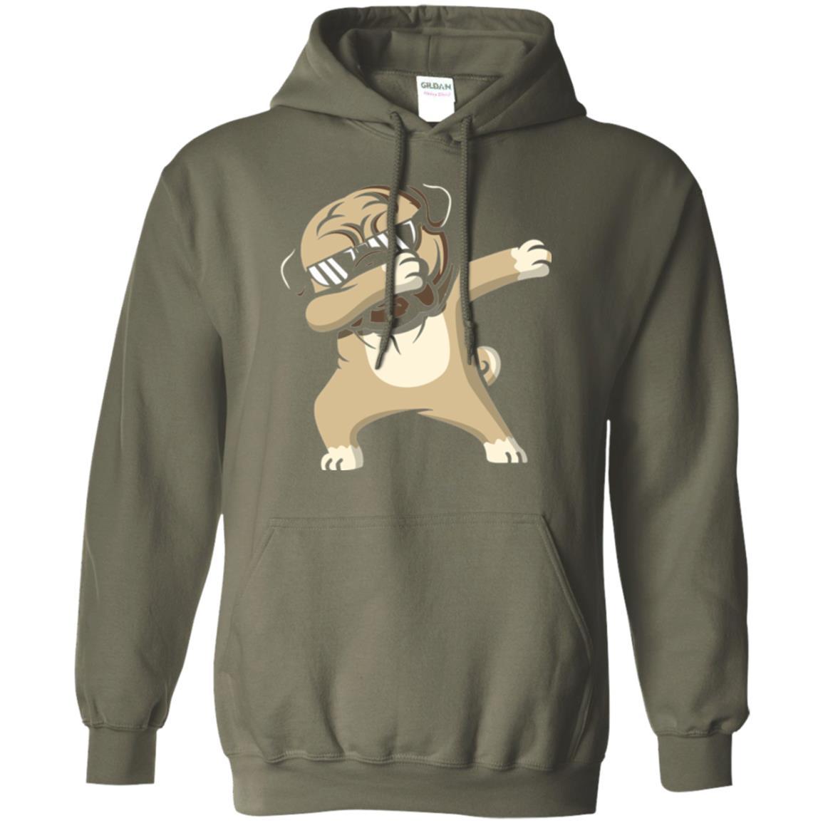 Dog Lover T-shirt Dabbing Pug T-shirt Military Green