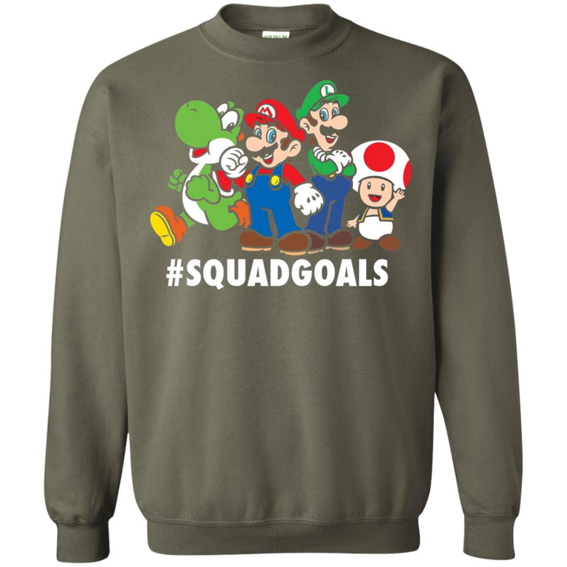 Nintendo Super Mario Luigi #squadgoals Gamer T-shirt Military Green