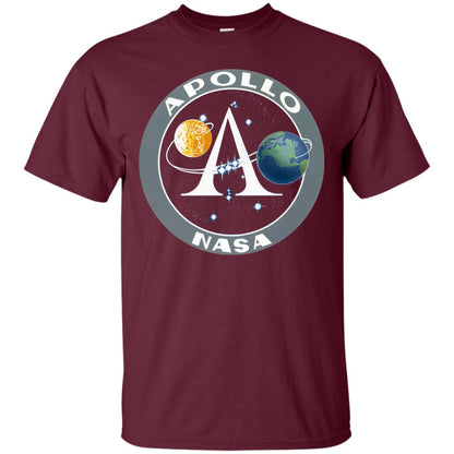 Apollo Program Moon Landing Patch Print Nasa Astronomy T-shirt Maroon