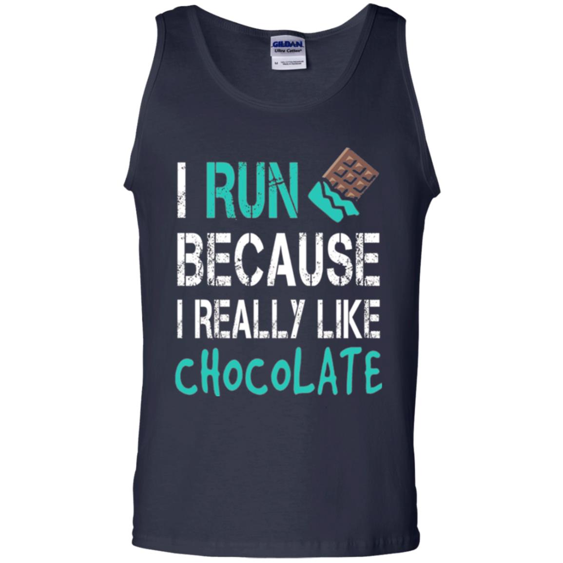 Runner T-shirt I Run Because I Really Like Chocolate Navy