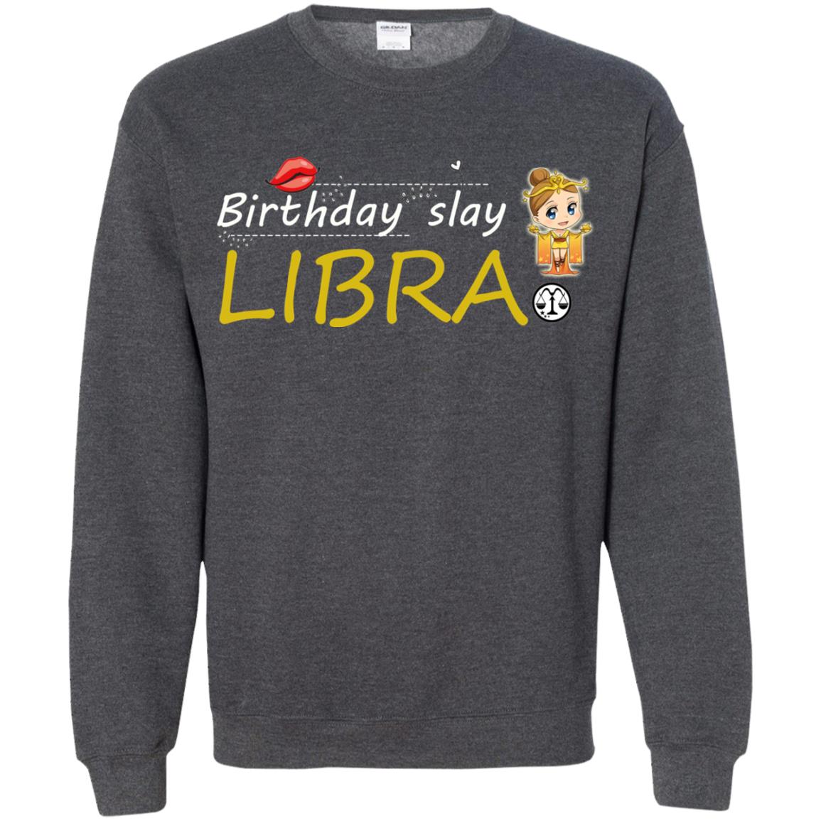 Cute Libra Girl Birthday Lip Slay T-shirt Dark Heather