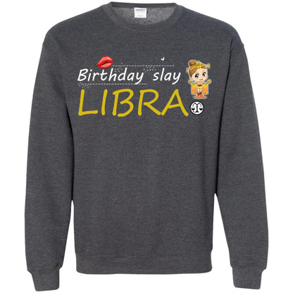Cute Libra Girl Birthday Lip Slay T-shirt Dark Heather