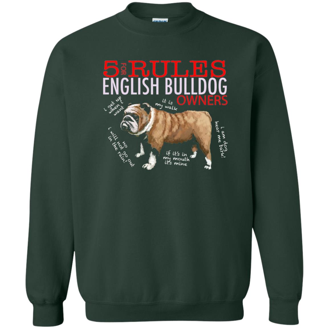 5 Rules For English Bulldog Owners Dog Lover Shirt Forest Green