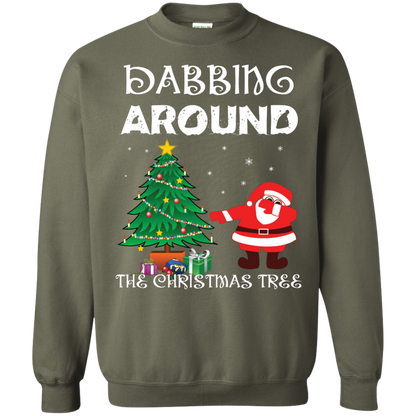 Christmas T-Shirt Dabbing Around The Christmas Tree Military Green