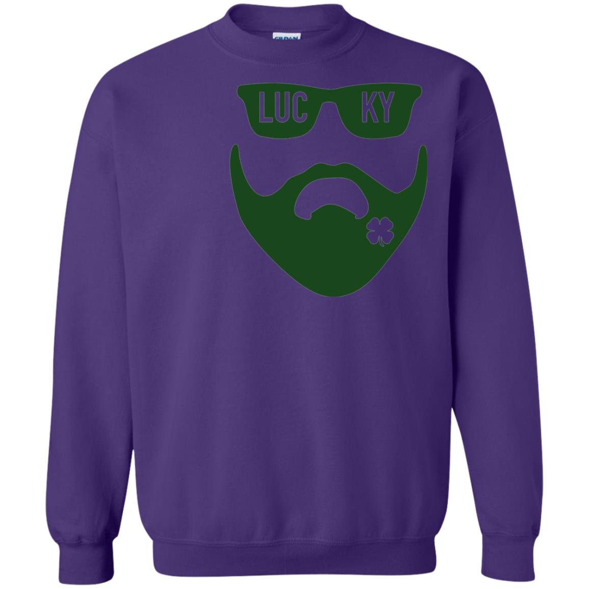 Green Bearded Clover Lucky Charm St. Patrick_s Day T-shirt Purple