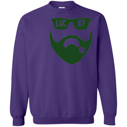 Green Bearded Clover Lucky Charm St. Patrick_s Day T-shirt Purple
