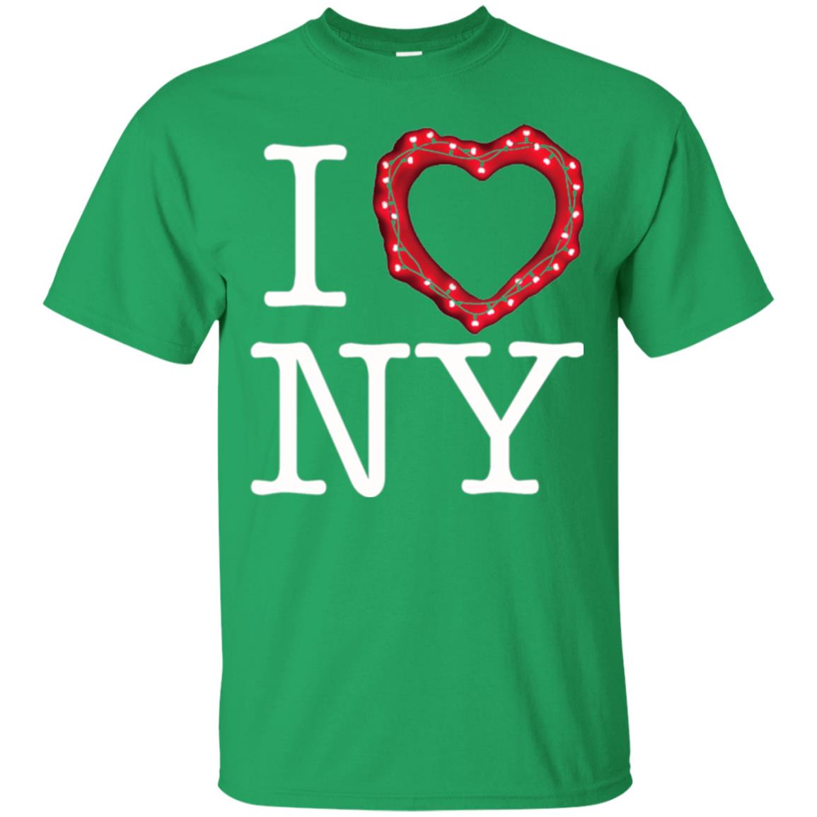 I Heart Love Ny Glowing String Lights New York T-shirt Irish Green
