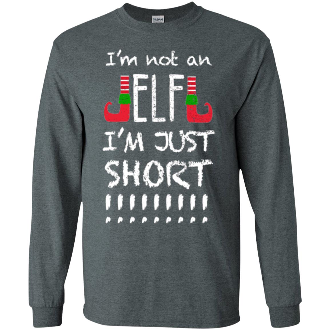 Christmas T-shirt I_m Not An Elf I_m Just Short Dark Heather