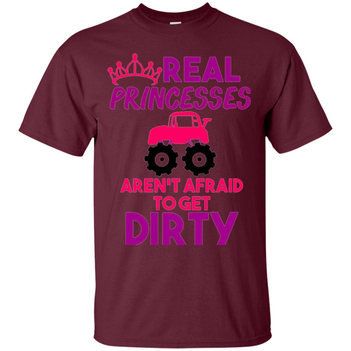 Monster Truck Girl T-shirt Real Princesses Get Dirty Maroon