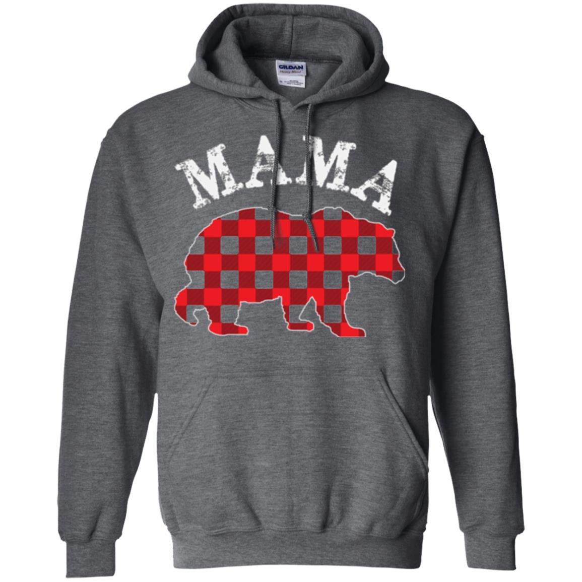 Mama T-shirt Red Plaid Mama Bear Dark Heather