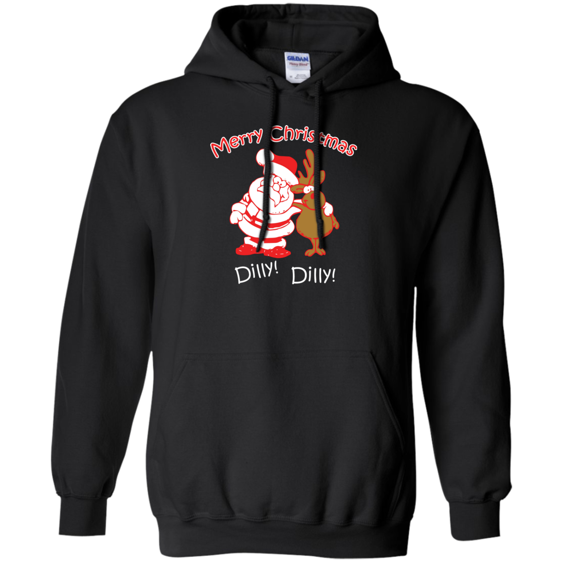 Christmas T-Shirt Merry Christmas Santa And Reindeer Dilly! Dilly! Black