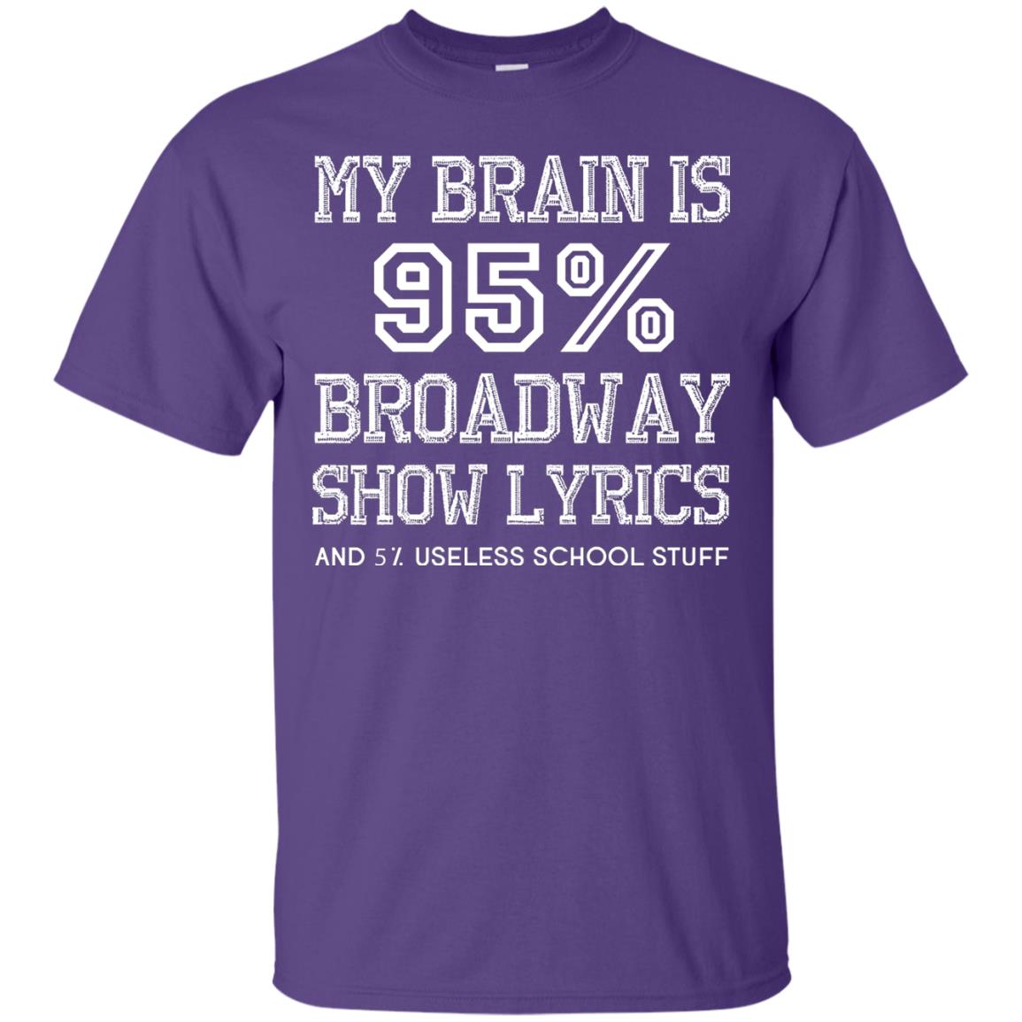 My Brain Is 95_ Broadway Show Lyrics Acting Lover T-shirt Purple