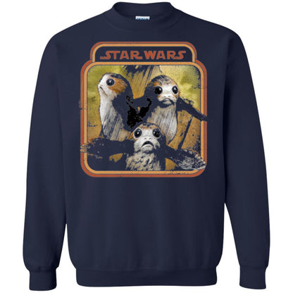 Film T-shirt Star Wars Last Jedi Porg Triplets Retro Box Graphic Navy