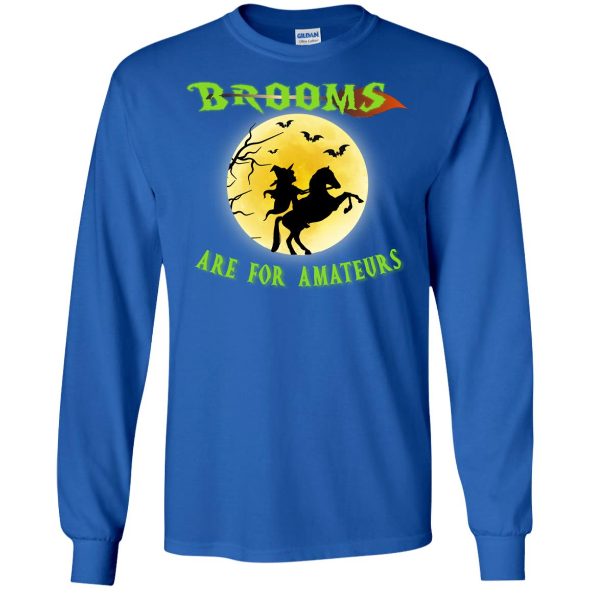 Brooms Are For Amateurs Witches Ride A Horse Funny Halloween Shirt Royal