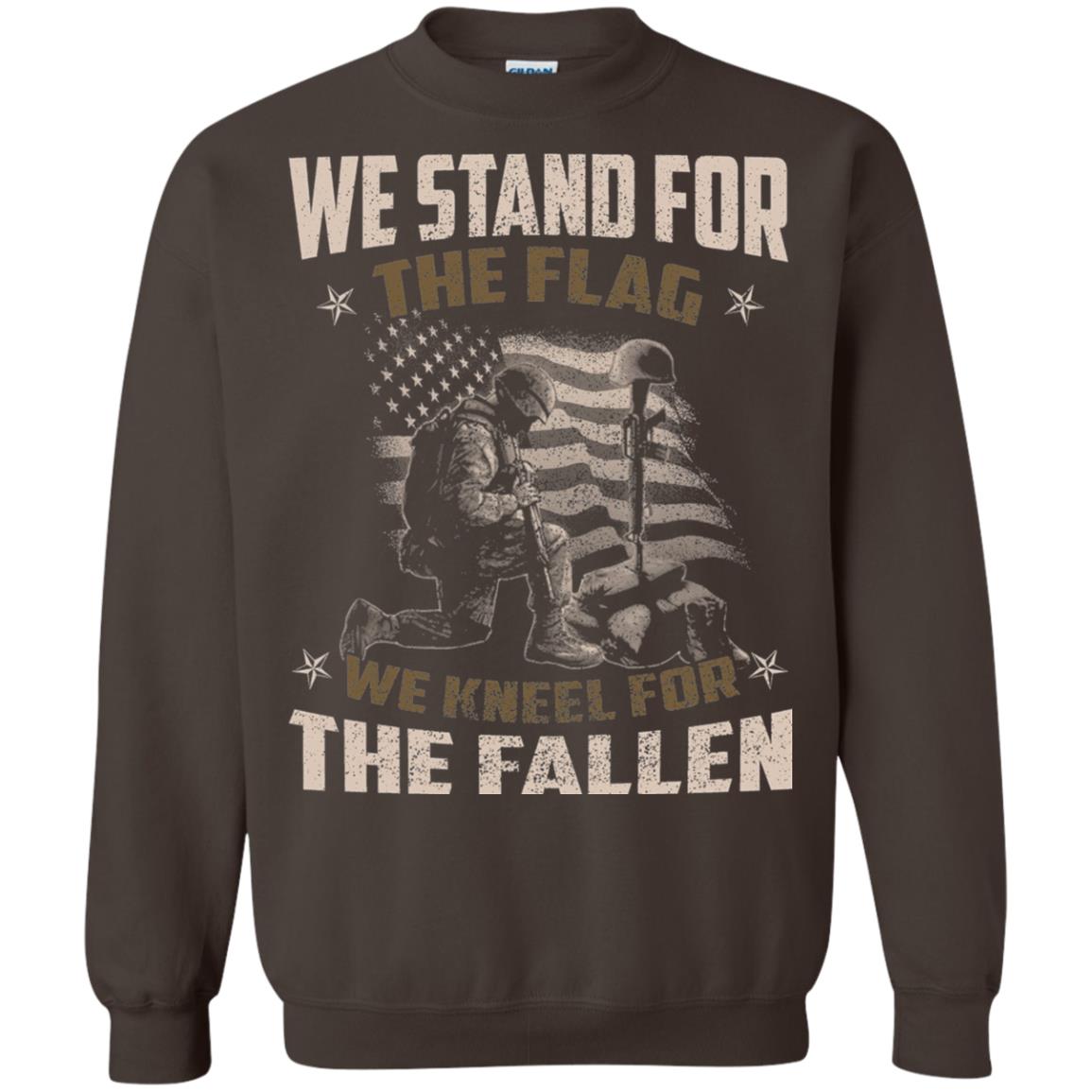 Veteran T-shirt We Stand For The Flag, We Kneel For The Fallen Dark Chocolate
