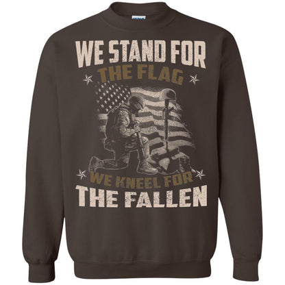 Veteran T-shirt We Stand For The Flag, We Kneel For The Fallen Dark Chocolate