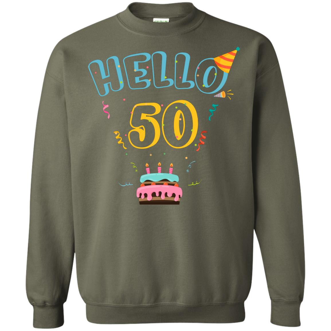 Hello 50 Fifty 50th 1968s Birthday Gift Shirt Military Green